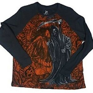 Grimm Reaper Men's Gray Long Sleeve Graphic Shirt